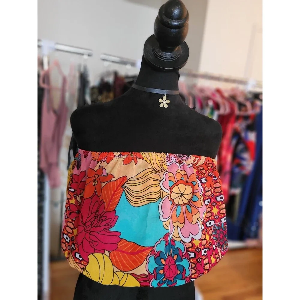 Girl Soul Womens Multicolor Tropical Floral Tube Top Size L Sleeveless Summer - Picture 8 of 11